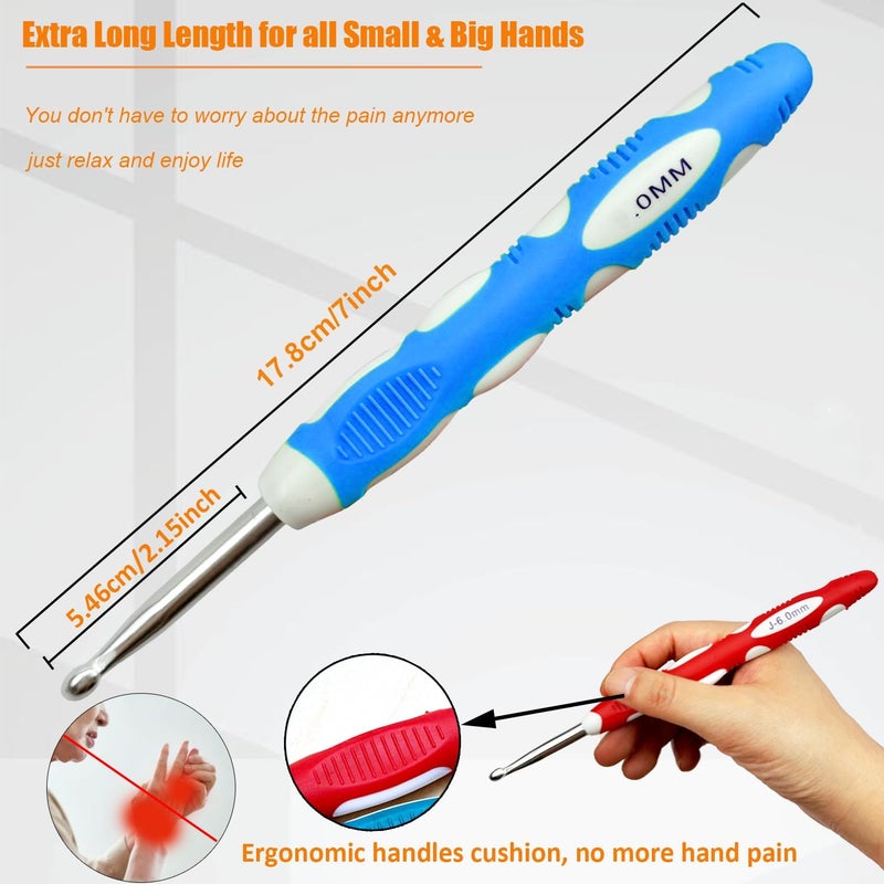 Mdoker Size N/15(10mm) Crochet Hook,Extra Long Crochet Hooks Needles for Arthritic Hands,Ergonomic Grip Soft Handles for Beginners and Experiecced Crochet Lover,Comfortable/Smooth/Ergonomic - Image 5